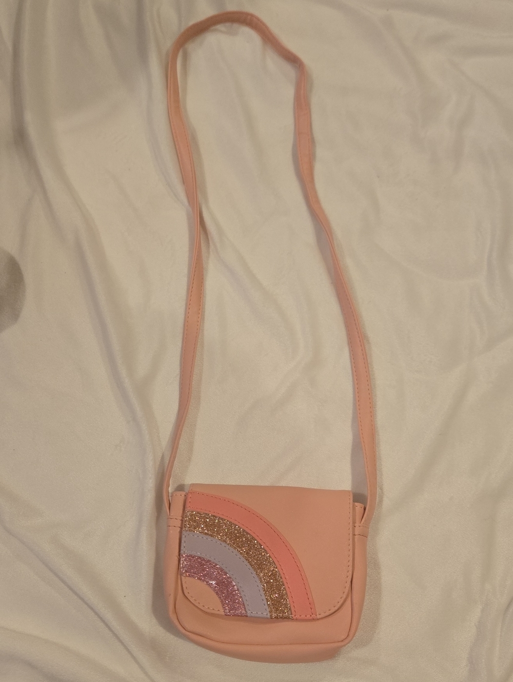 Peach Glitter Rainbow Crossbody Bag - Women's Shoulder Purse
